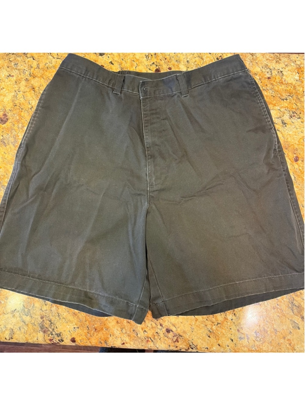 Mens Black Cotton Shorts Size 36 Flat Front Elastic Waist